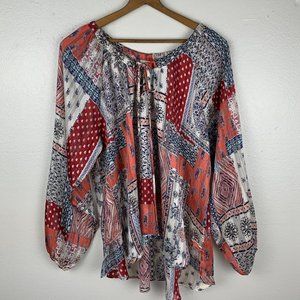 By Together Metallic Sheer Boho Blouse